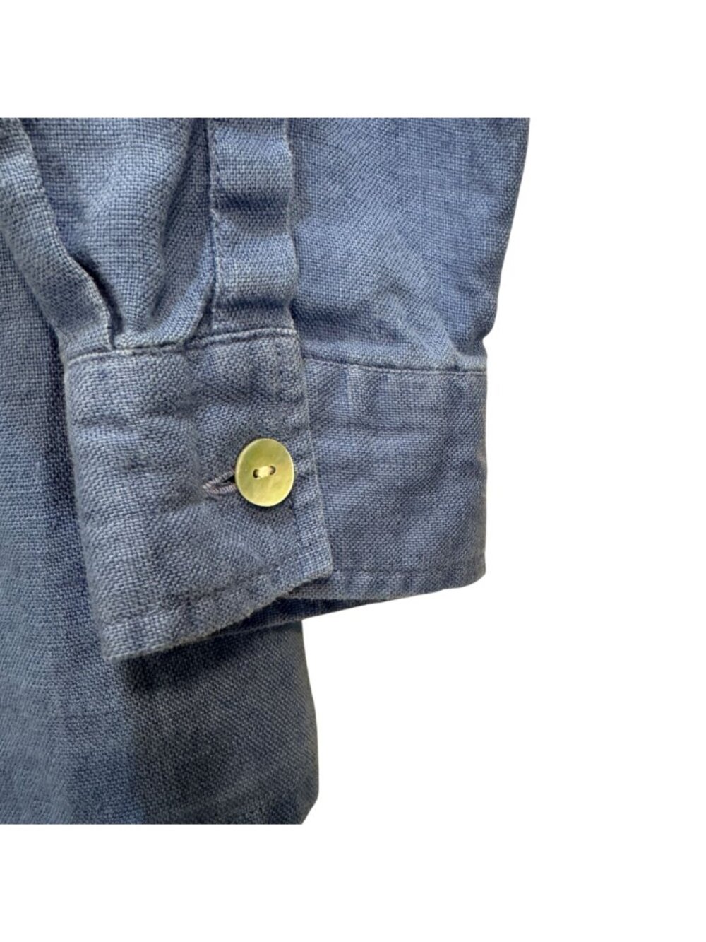 Studio Works 100% Linen Women's Blue Shirt L Long Sleeve Shell Buttons Artsy - Picture 7 of 10